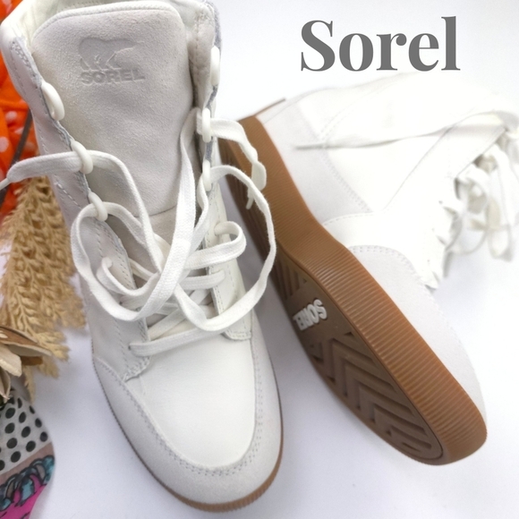Sorel Shoes - Sorel Women's White High-Top Wedge Sneakers Sz 9.5